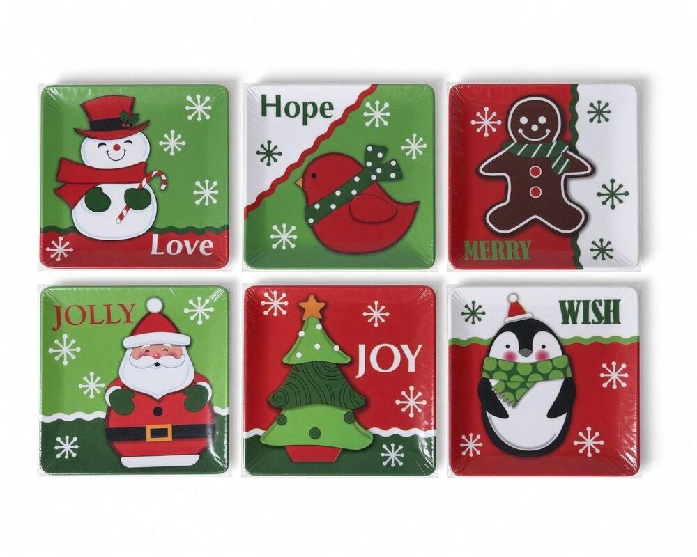Figis Christmas Plates Set of 6 Character Dishes